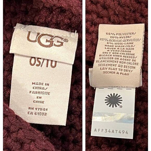 NWT UGG Yarn Pompom Knit Beanie IN PORT (O/S) - Picture 3 of 4